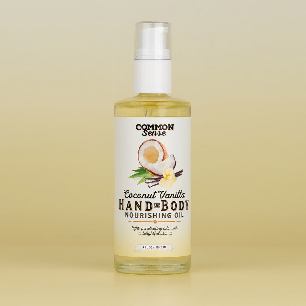 Hand & Body Oil, Coconut Vanilla - 4 oz - Common Sense Soap